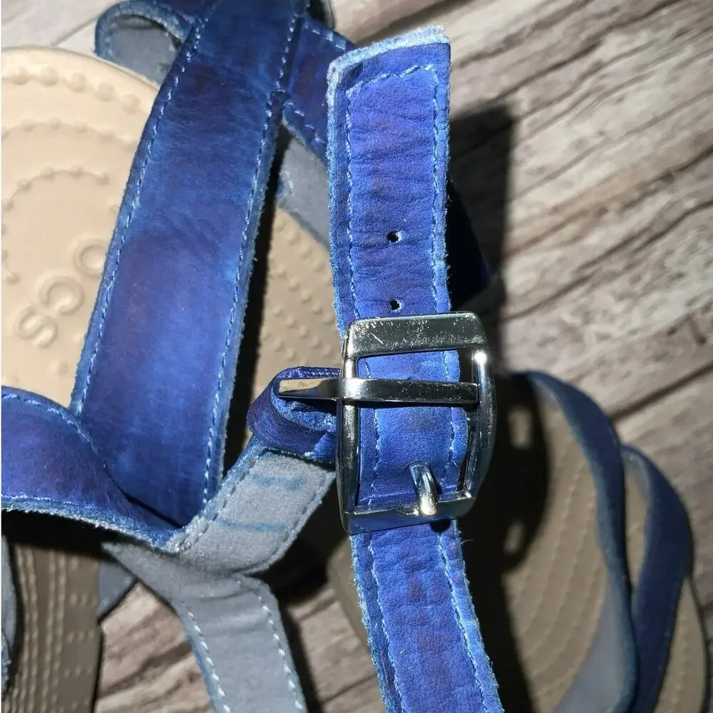 Crocs Monterey Navy Blue Strappy Wedge Sandals Women's Size 8 Comfort - Picture 4 of 4